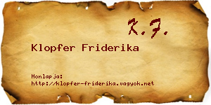Klopfer Friderika névjegykártya